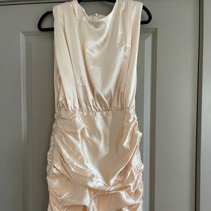 Satin Dress with shoulder Pads.